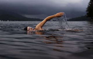 Open water swimmer breathing