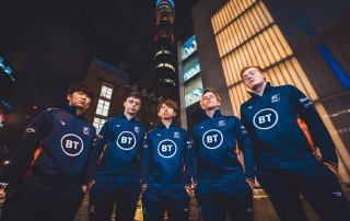 Excel Esports players in BT sponsored kit