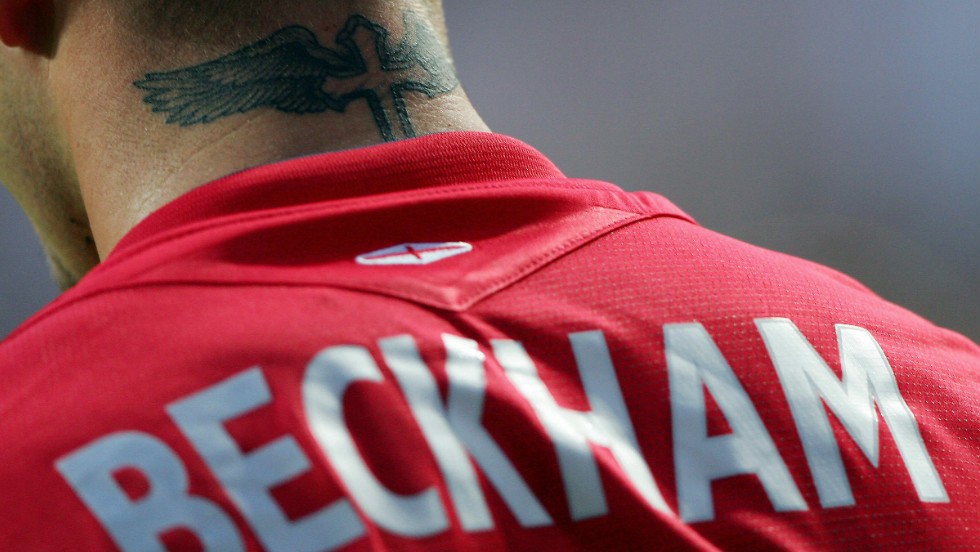 Back of David Beckham in football shirt