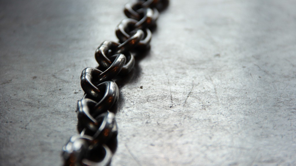 Metal chain links on a floor
